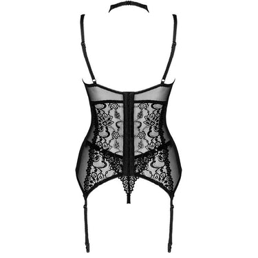 Corsetto nero regolabile con pizzo e perizoma - Eleganza sensuale Liv Co